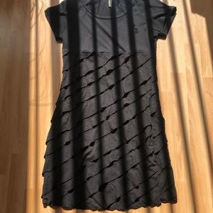 Cubism ruffled black dress